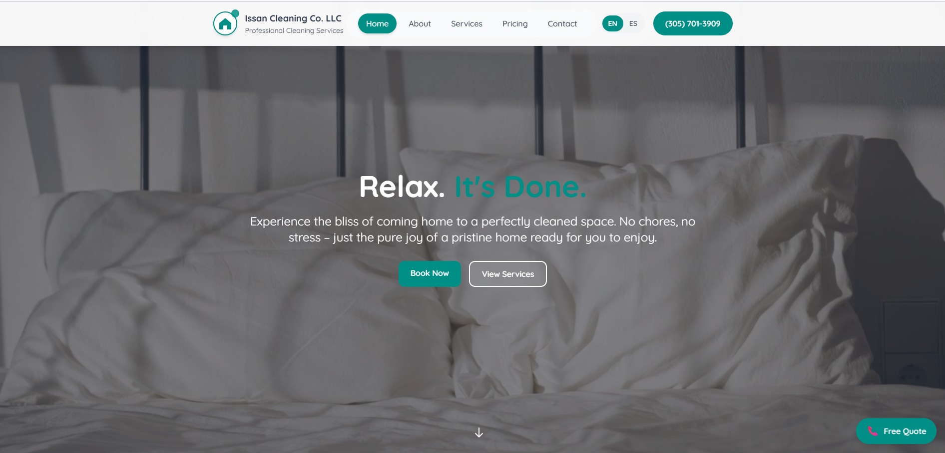 Issan Cleaning Co. website built by Suncraft Studios